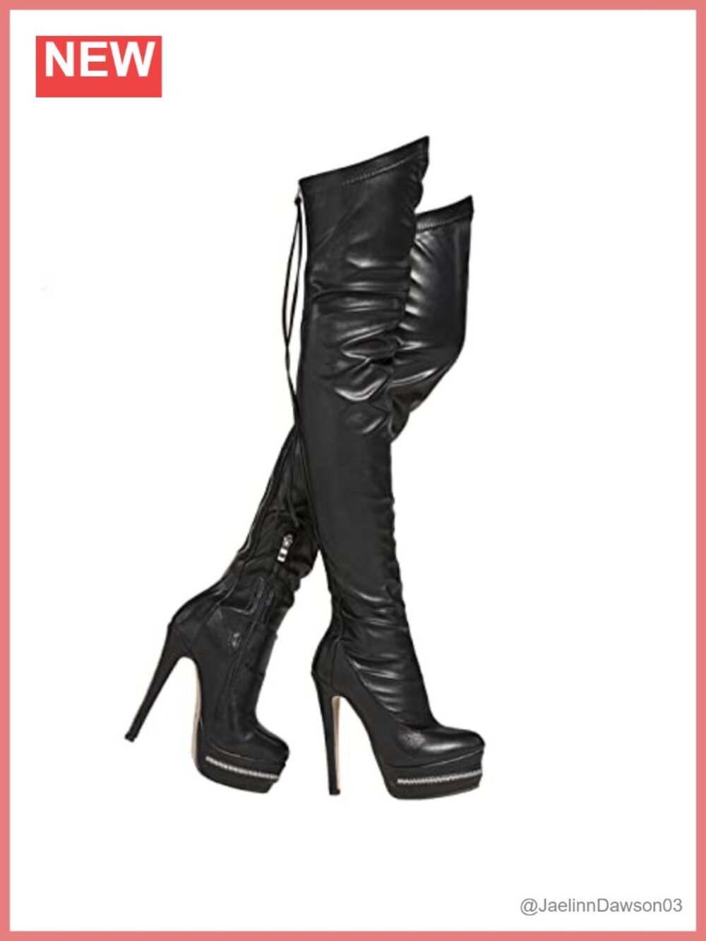 Women Over Knee Boots Lace Up Platform Thigh High PU Leather Round Toe Zipper